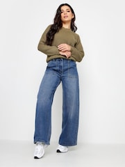 PixieGirl Petite Blue 100% Cotton Patch Pocket Wide Leg Jeans - Image 2 of 3
