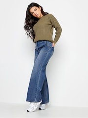 PixieGirl Petite Blue 100% Cotton Patch Pocket Wide Leg Jeans - Image 3 of 3