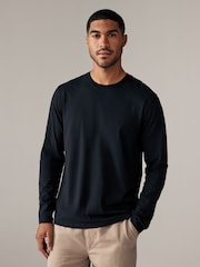 Black Regular Fit Long Sleeve Crew Neck T-Shirt - Image 1 of 6