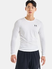 Blanco/Negro - Under Armour HeatGear Camiseta de capa base de manga larga ajustada - Imagen 1 de 3