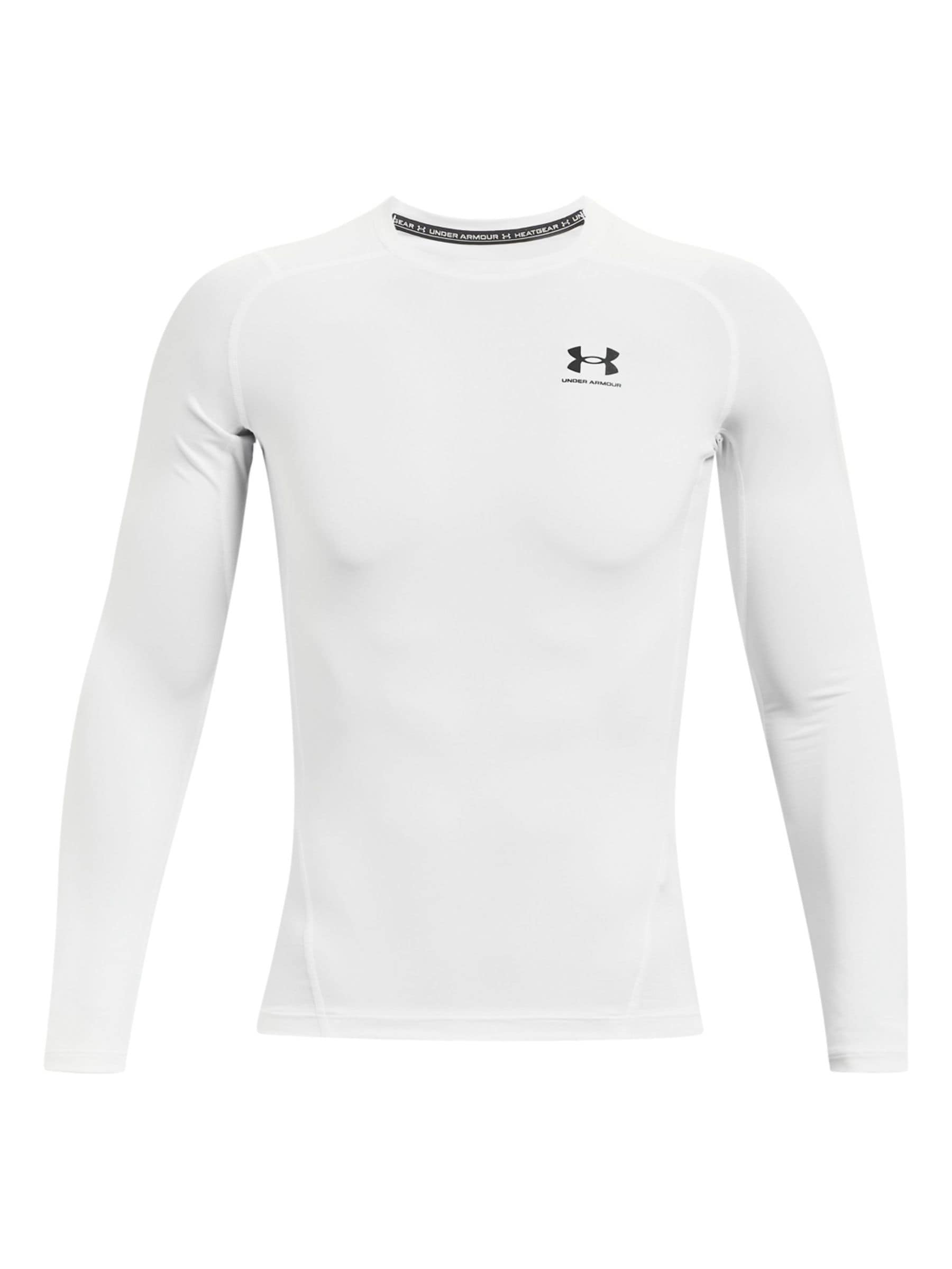 Buy Under Armour White Black HeatGear Fitted Long Sleeve Base Layer T Shirt from Next Luxembourg