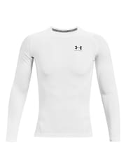 Blanco/Negro - Under Armour HeatGear Camiseta de capa base de manga larga ajustada - Imagen 2 de 3