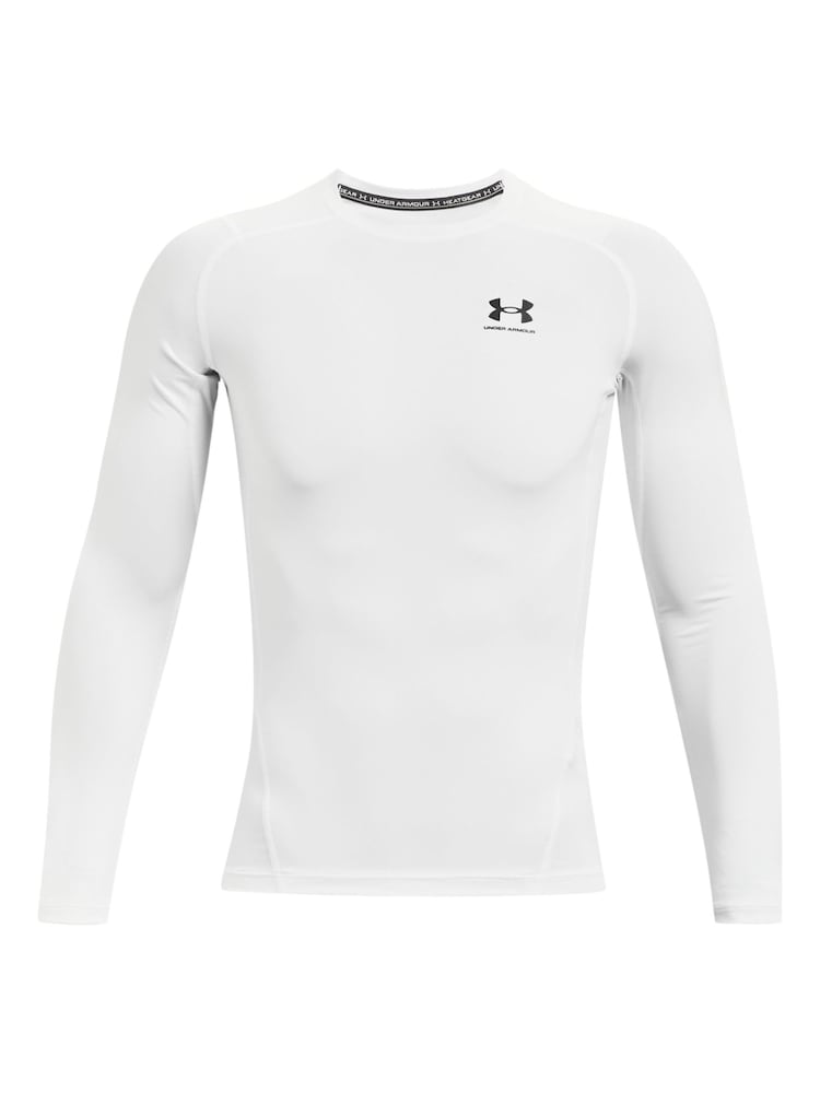 Blanco/Negro - Under Armour HeatGear Camiseta de capa base de manga larga ajustada - Imagen 2 de 3