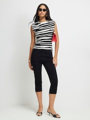 River Island Black Tolami Sleeveless Zebra Print Knitted Top - Image 3 of 4