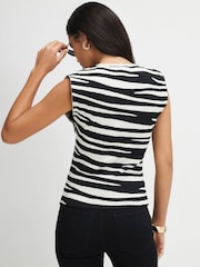 River Island Black Tolami Sleeveless Zebra Print Knitted Top - Image 4 of 4