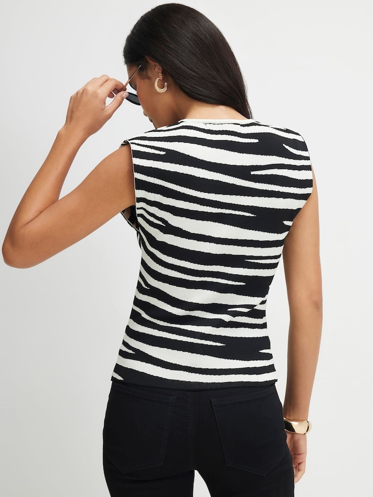 River Island Black Tolami Sleeveless Zebra Print Knitted Top - Image 4 of 4 River Island Black Tolami Sleeveless Zebra Print Knitted Top - Image 4 of 4