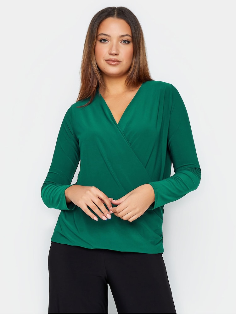 Long Tall Sally Green ITY Wrap Top - Image 1 of 4