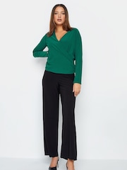 Long Tall Sally Green ITY Wrap Top - Image 2 of 4