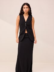 Black Tailored Crepe Longline Waistcoat - Image 2 of 6