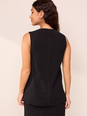 Black Tailored Crepe Longline Waistcoat - Image 3 of 6