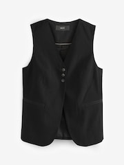 Black Tailored Crepe Longline Waistcoat - Image 5 of 6