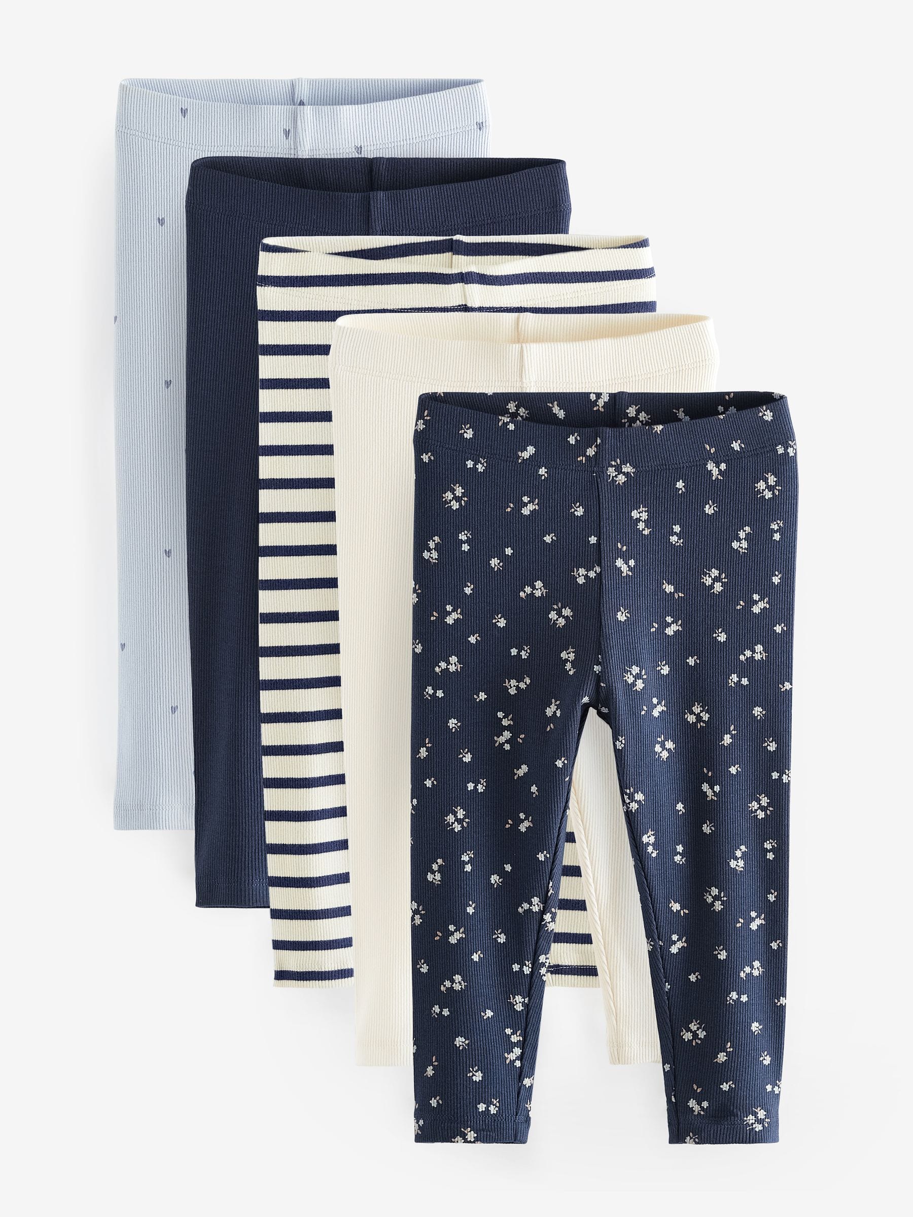Buy Blue Rib Jersey Leggings 5 Pack 3mths 7yrs from Next Luxembourg
