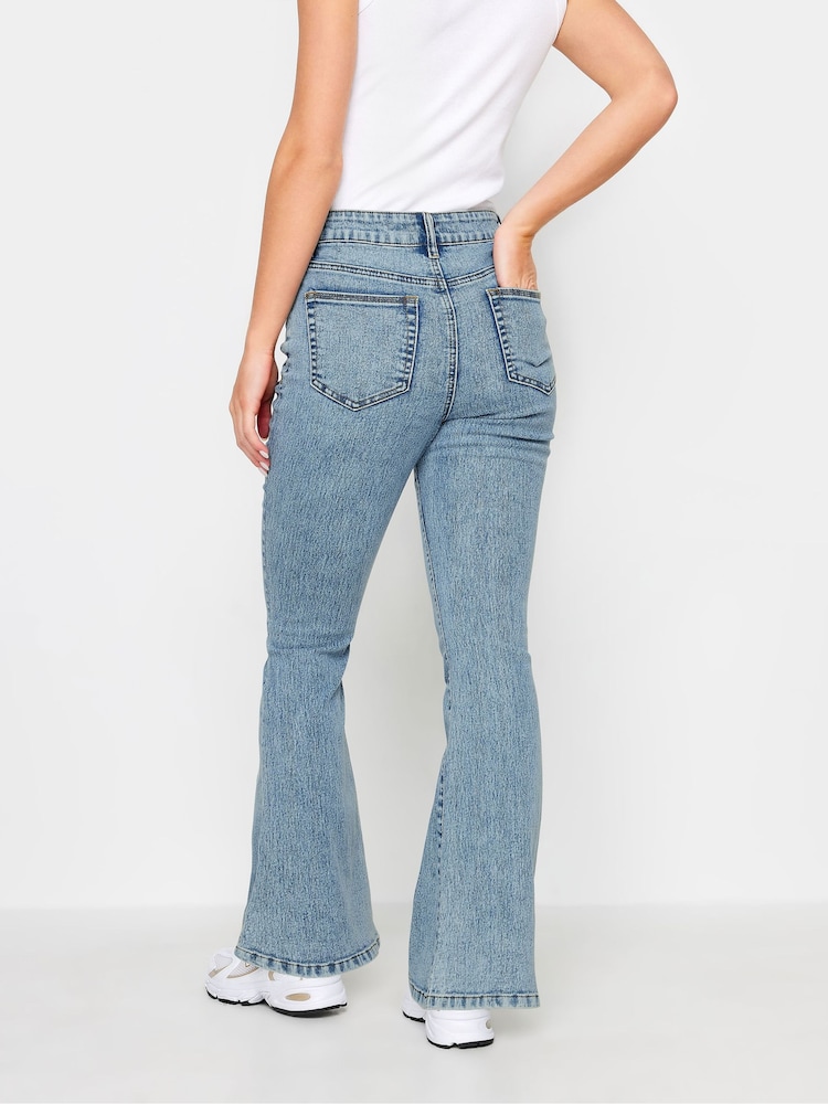 PixieGirl Petite Blue Seam Front Kick Flare Jeans - Image 2 of 4