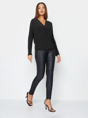 Long Tall Sally Black ITY Wrap Top - Image 3 of 4