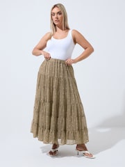 Yours Curve Natural Limited Polka Dot Printed Chiffon Skirt - Image 2 of 5