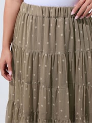Yours Curve Natural Limited Polka Dot Printed Chiffon Skirt - Image 4 of 5