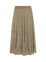 Yours Curve Natural Limited Polka Dot Printed Chiffon Skirt - Image 5 of 5