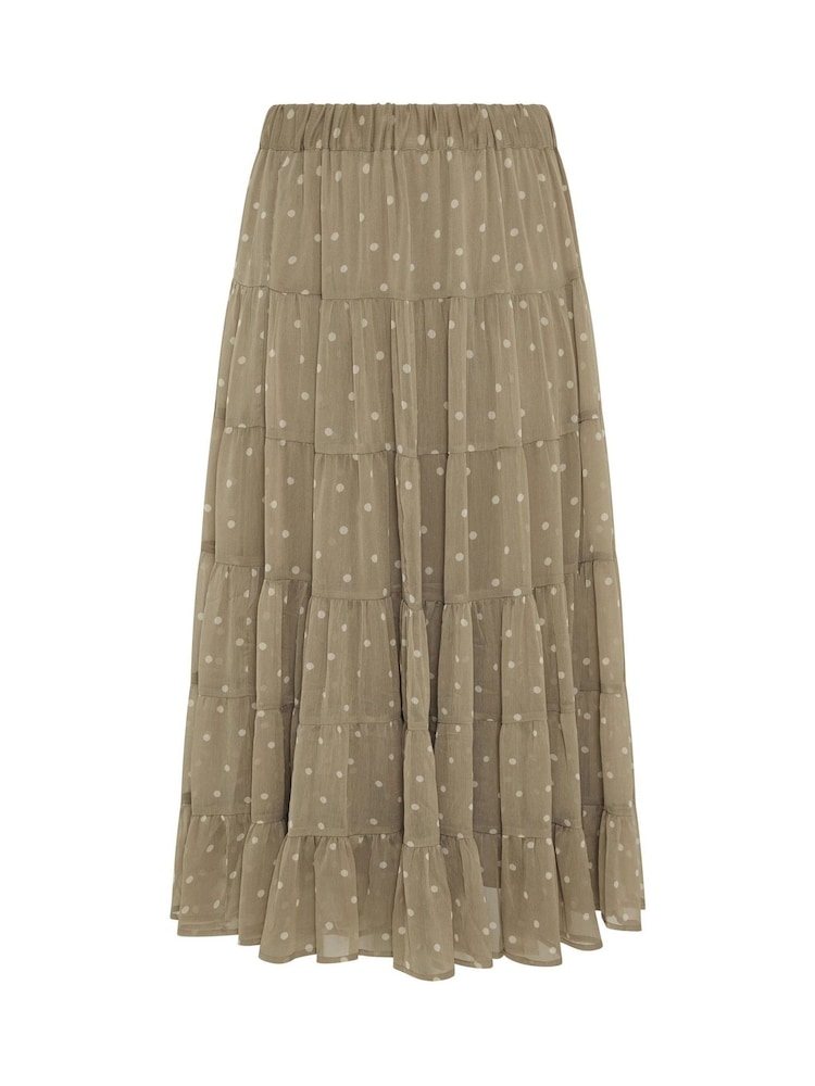 Yours Curve Natural Limited Polka Dot Printed Chiffon Skirt - Image 5 of 5 Yours Curve Natural Limited Polka Dot Printed Chiffon Skirt - Image 5 of 5