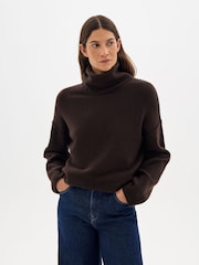 Hush Brown Meryl Wool Blend Roll Neck Jumper - Image 1 of 6