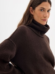Hush Brown Meryl Wool Blend Roll Neck Jumper - Image 2 of 6