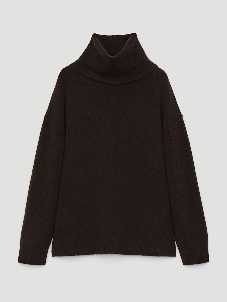 Hush Brown Meryl Wool Blend Roll Neck Jumper - Image 6 of 6