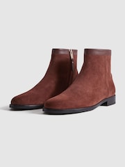 Reiss Rust Clay Suede Zip-Through Boots - Image 3 of 5