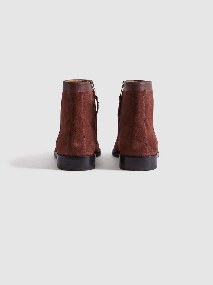 Reiss Rust Clay Suede Zip-Through Boots - Image 4 of 5