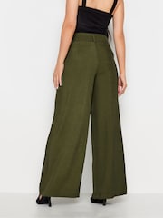 PixieGirl Petite Olive Green Wide Leg Belted Trousers - Image 2 of 5