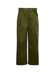 PixieGirl Petite Olive Green Wide Leg Belted Trousers - Image 5 of 5