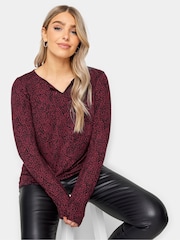 M&Co Purple Notch Neck Long Sleeve Top - Image 1 of 4
