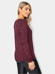 M&Co Purple Notch Neck Long Sleeve Top - Image 3 of 4