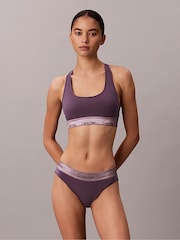 Calvin Klein Purple Metallic Unlined Bralette - Icon Cotton Modal - Image 1 of 6