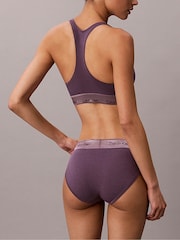 Calvin Klein Purple Metallic Unlined Bralette - Icon Cotton Modal - Image 2 of 6