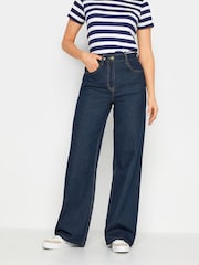 Long Tall Sally Blue Dark Wide Leg 100% Cotton Jeans - Image 1 of 4