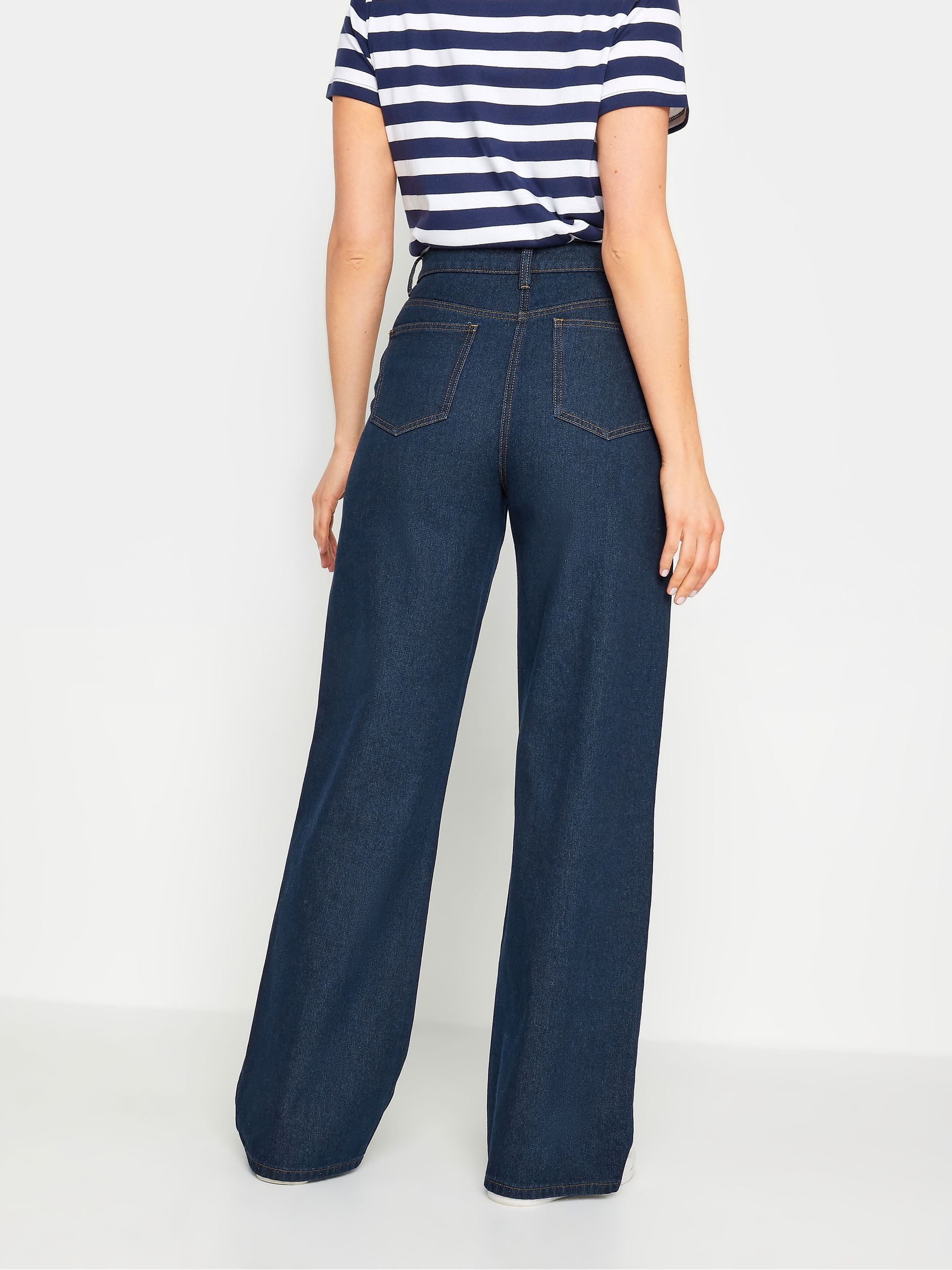 Buy Long Tall Sally Blue Dark Wide Leg 100% Cotton Jeans from Next