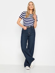 Long Tall Sally Blue Dark Wide Leg 100% Cotton Jeans - Image 3 of 4