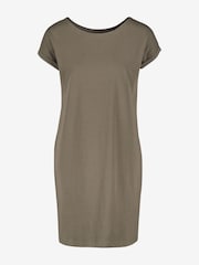 Khaki Green 100% Cotton Relaxed Capped Sleeve Tunic Dress - Image 4 of 5