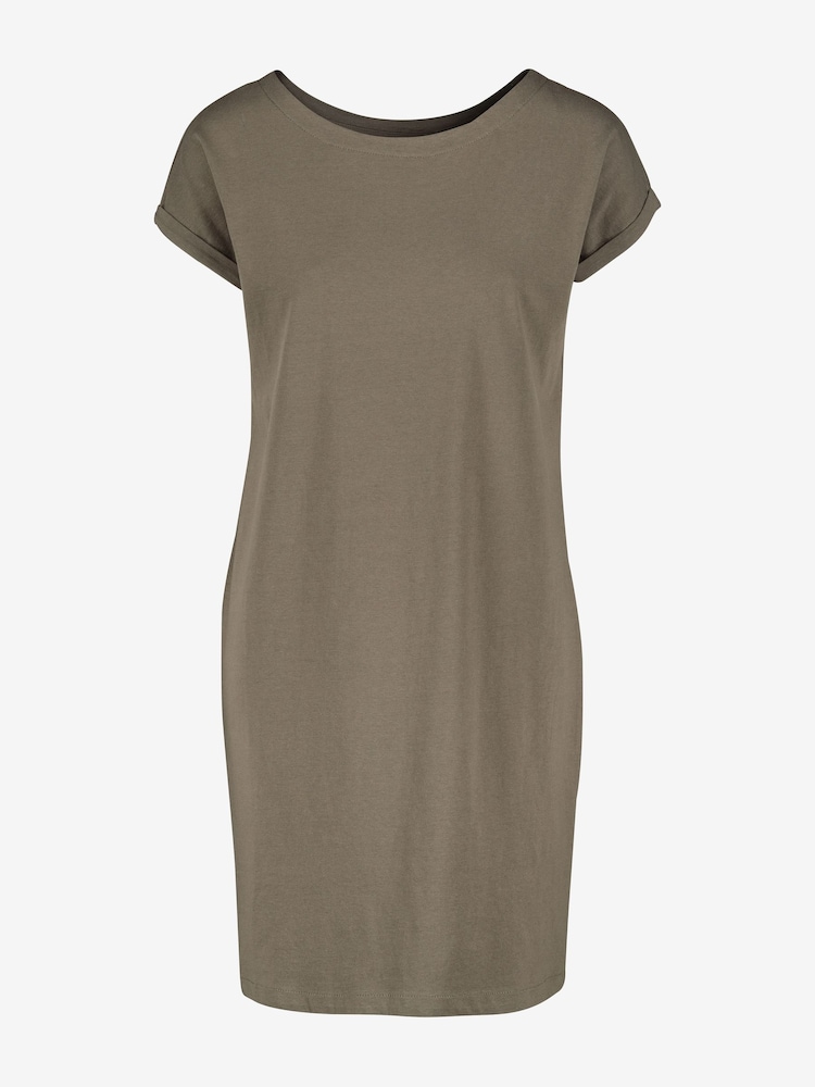 Khaki Green 100% Cotton Relaxed Capped Sleeve Tunic Dress - Image 4 of 5