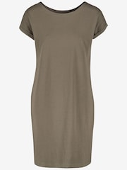 Khaki Green 100% Cotton Relaxed Capped Sleeve Tunic Dress - Image 5 of 5