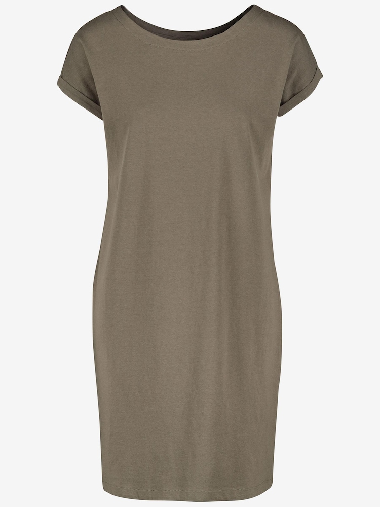 Khaki Green 100% Cotton Relaxed Capped Sleeve Tunic Dress - Image 5 of 5