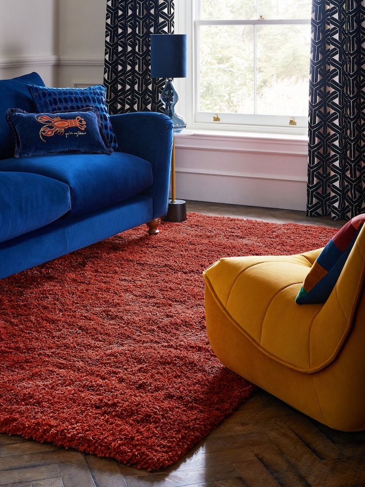 Rust Red Premium Cosy Shaggy Rug - Image 1 of 4