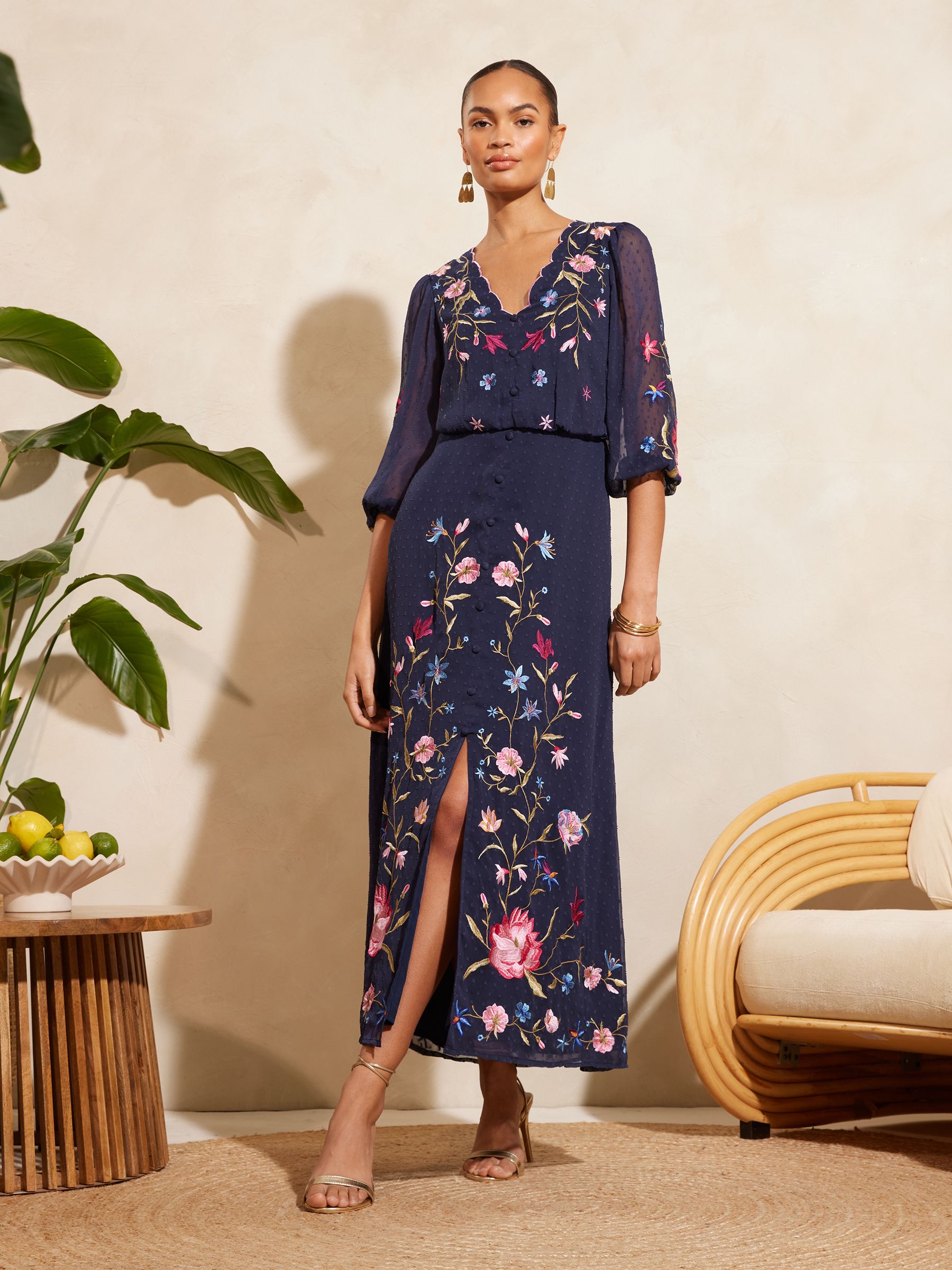 Scallop neck dress shop