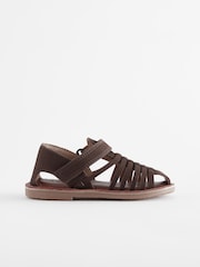 Chocolate Brown Leather Closed Toe Sandals - Image 2 of 5