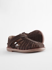 Chocolate Brown Leather Closed Toe Sandals - Image 3 of 5