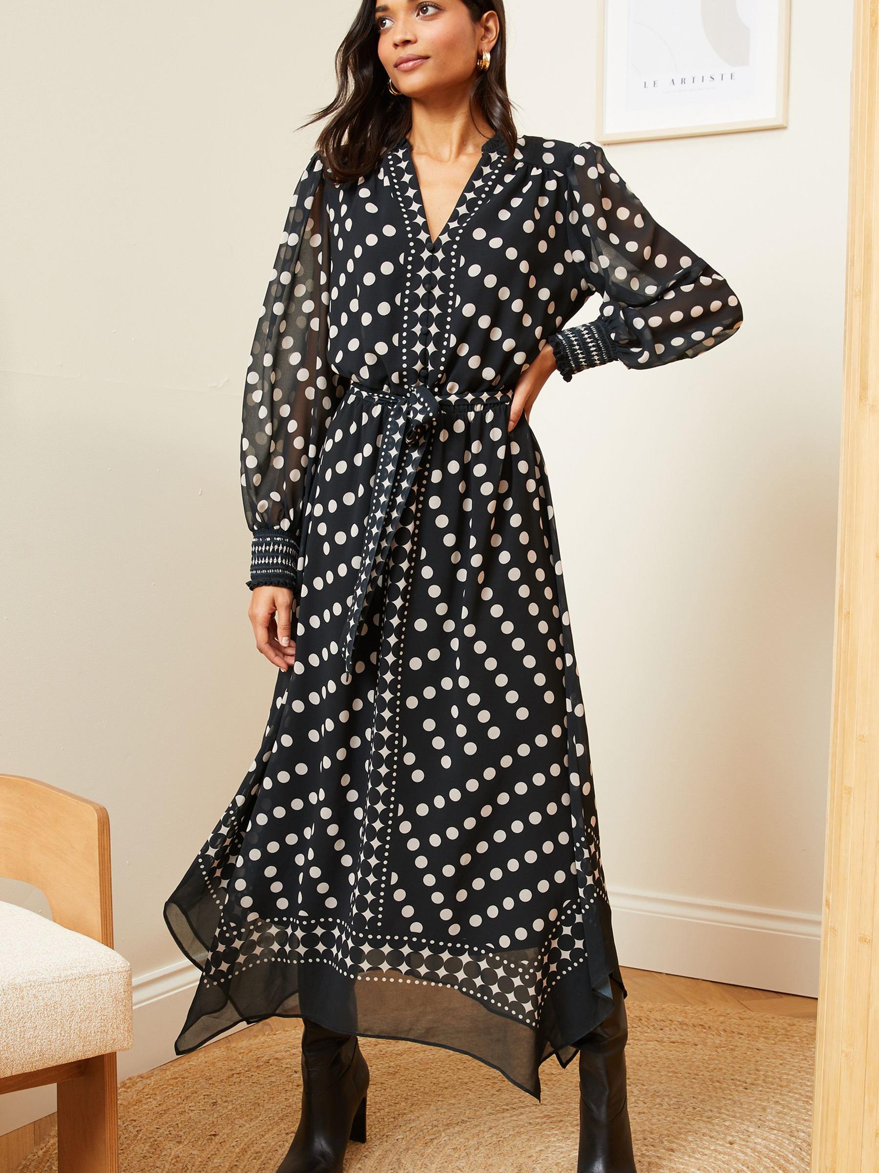 Buy Love & Roses Black and White Polka Dot Printed V Neck
