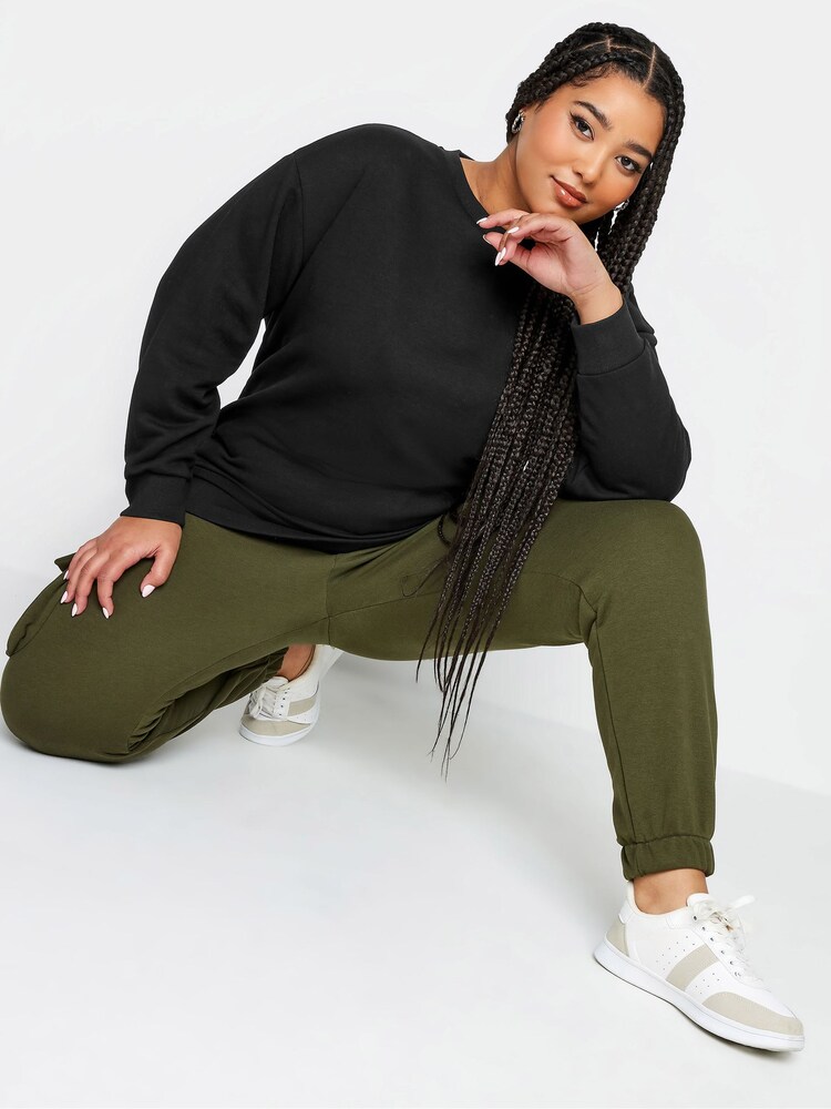 Yours Curve Black Sweatshirt - Image 1 of 5 Yours Curve Black Sweatshirt - Image 1 of 5