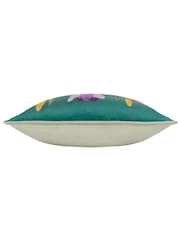 Wylder Blue House Of Bloom Celandine Floral Velvet Piped Cushion - Image 5 of 5