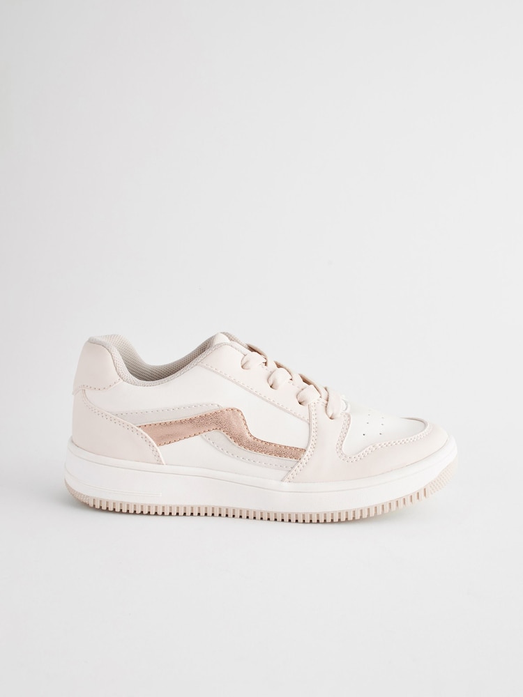 Neutral Gold Lace-Up Trainers - Image 2 of 4