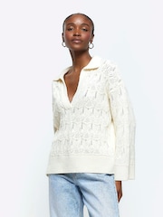 River Island Perlenbestickter Häkelpullover mit Polokragen - Bild 1 von 6