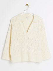 River Island Perlenbestickter Häkelpullover mit Polokragen - Bild 5 von 6